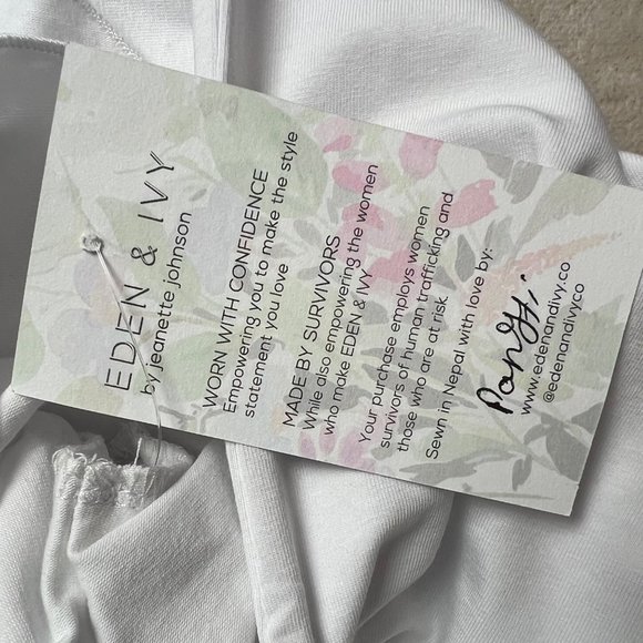 Eden & Ivy Violet Ruffle Bodysuit size XS White Flutter Sleeve HSN NWT - Picture 7 of 9